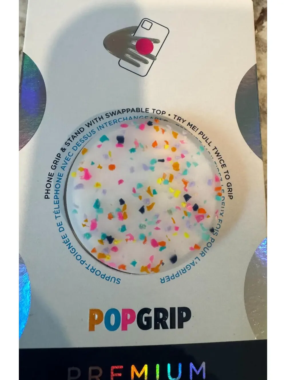 PopSockets PopGrip Circus Regrind White Adhesive Phone Grip Holder Phone Stand